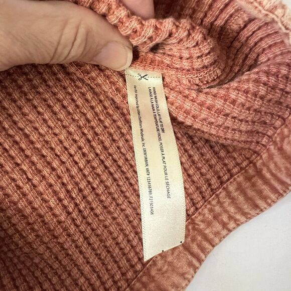 Free People rust waffle shorts paperbag waist contrast Thermal Knit pockets SZ S - Picture 4 of 7